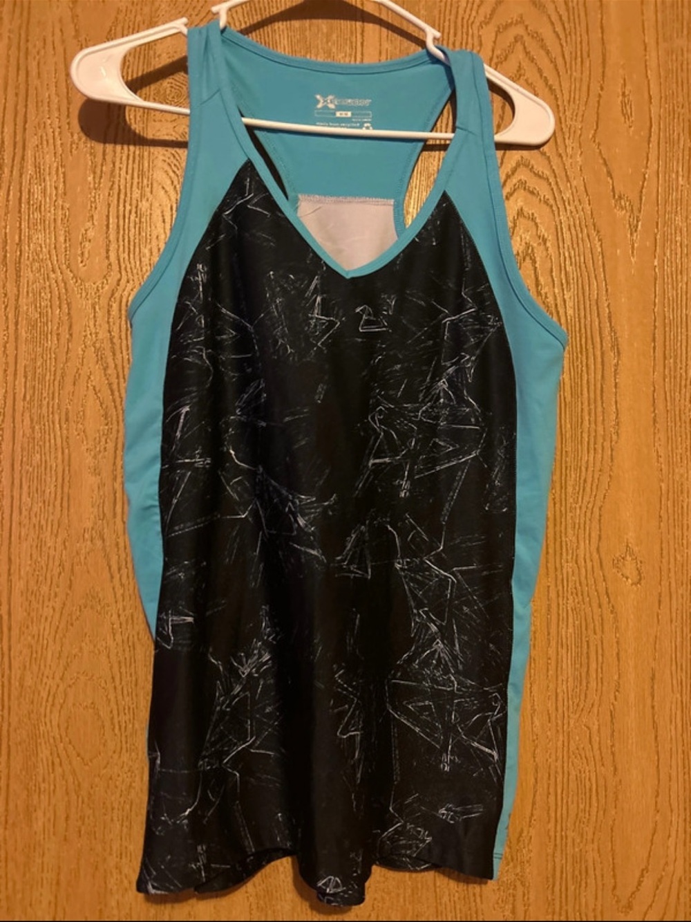 Xersion Black Tank Top with Teal Side Panels
